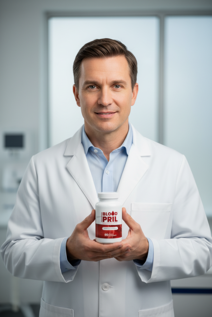 Doctor endorsing BloodPril® as a natural, non-drug path to steadier pressure